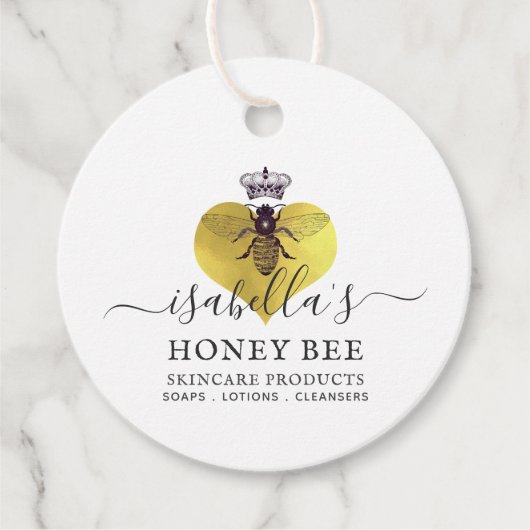 Honey Bee Heart Huidverzorging Faux Gold Folie Bedankjes Labels (Voorkant)