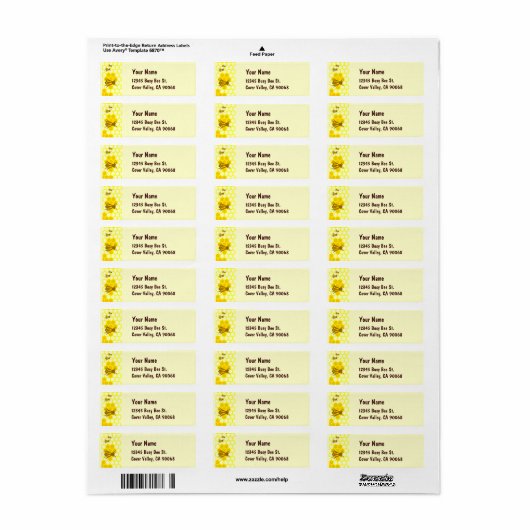 Honey Bee Honeycomb Aangepaste Adresetiketten Etiket (Full Sheet)