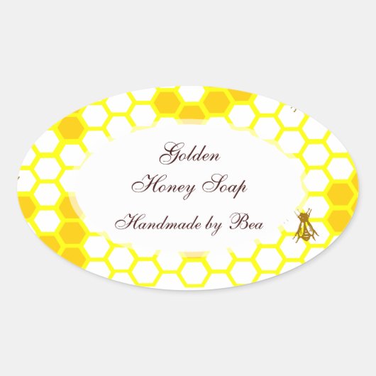 Honey Bee Honeycomb Art éditable Oval Sticker (Devant)