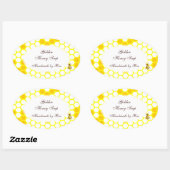 Honey Bee Honeycomb Art éditable Oval Sticker (Feuille)