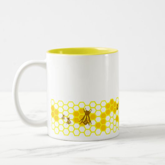 Honey Bee Honeycomb Custom Coffee Mok (Links)
