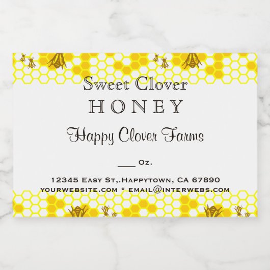 Honey Bee Honeycomb modifiable 3" x 2" Étiquette a (Étiquettes simples)