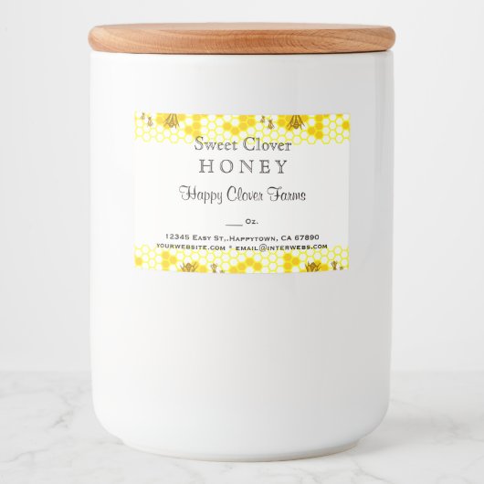 Honey Bee Honeycomb modifiable 3" x 2" Étiquette a (Devant)