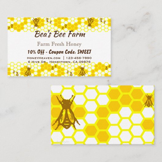 Honey Bee Honeypeb Carte de réduction personnalisé (Devant / Derrière)