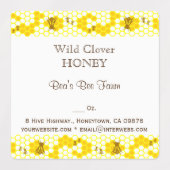 Honey Bee Honeypeb modifiable Étiquette Carré 1,5  (Design 1)