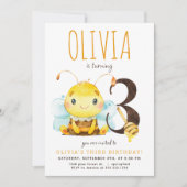 Honey Bee Invitation du troisième anniversaire (Devant)