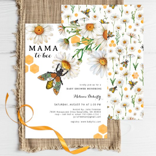 Honey Bee Mama to Bee Baby shower Invitation | Wil Kaart