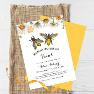 Honey Bee Mama to Bee Twins Baby shower Kaart