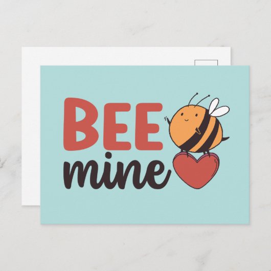 Honey Bee Mine Cute Pun Funny Valentijnsdag Briefkaart (Voorkant / Achterkant)