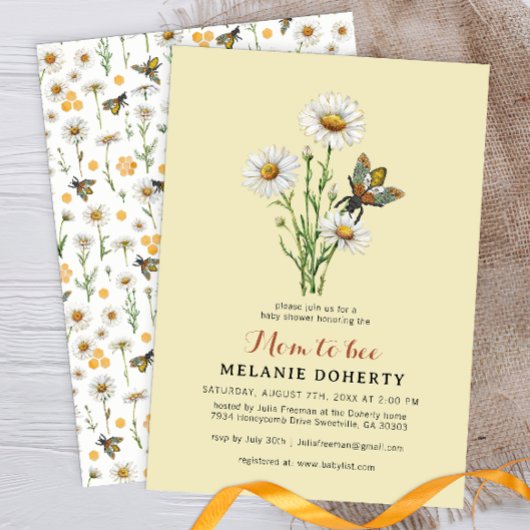 Honey Bee Mom to Bee Baby shower Invitation | wild Kaart