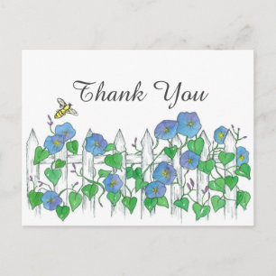 Honey Bee Morning Glory Flowers Dank je wel Briefkaart