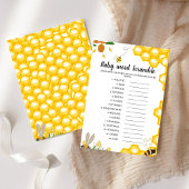Honey Bee mot scramble baby shower jeu Carte