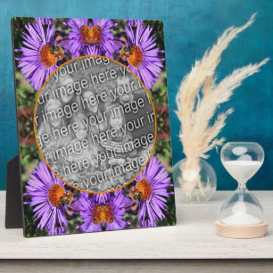 Honey Bee on Aster Flower Uw foto toevoegen Fotoplaat