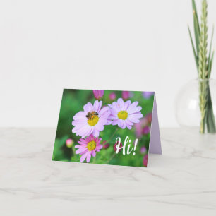 Honey Bee Paarse Flower Hi! Kaart voor lege fotomo