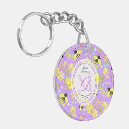 Honey Bee Paarse Sleutelhanger (Voorkant Links)