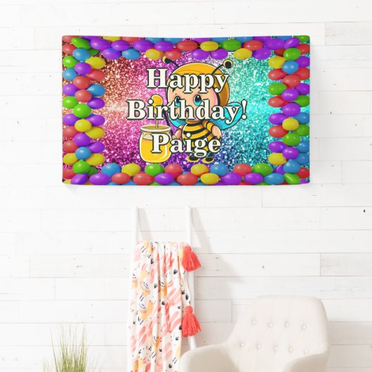 Honey Bee Personnalisé caractère bannière d'annive (En situation)