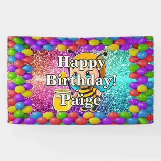 Honey Bee Personnalisé caractère bannière d'annive (Horizontal)