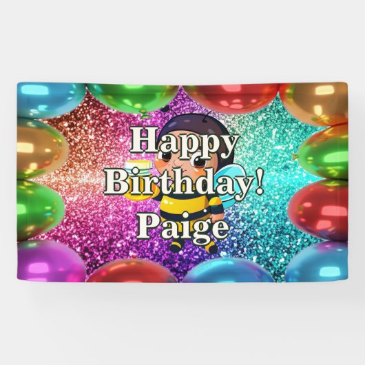 Honey Bee Personnalisé caractère bannière d'annive (Horizontal)