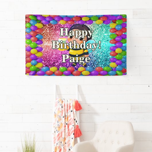 Honey Bee Personnalisé caractère bannière d'annive (En situation)