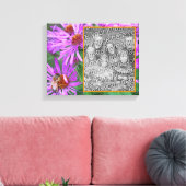 Honey Bee Pink Aster Flower Creëer Uw eigen foto Canvas Afdruk (Insitu (Woonkamer))