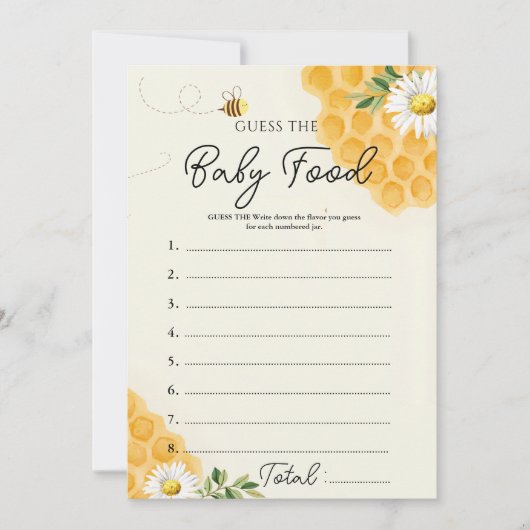 Honey Bee Raad de Baby Food Game Kaart (Voorkant)