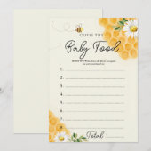 Honey Bee Raad de Baby Food Game Kaart (Voorkant / Achterkant)