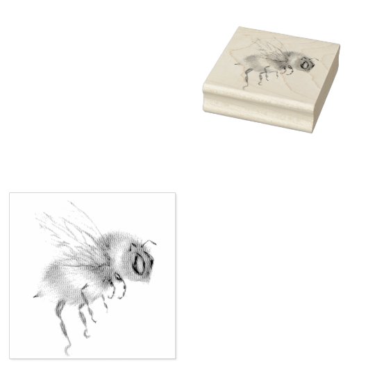 Honey Bee Sketch Rubberstempel (Gestempeld)