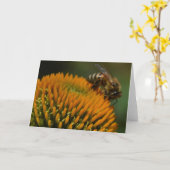 Honey Bee sur la carte de voeux du Conflower (Fleur jaune)