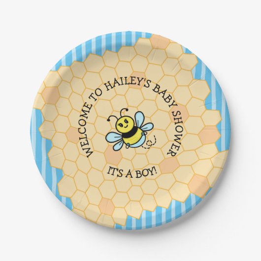 Honey Bee Theme Boy's Baby shower Papier Bord (Voorkant)