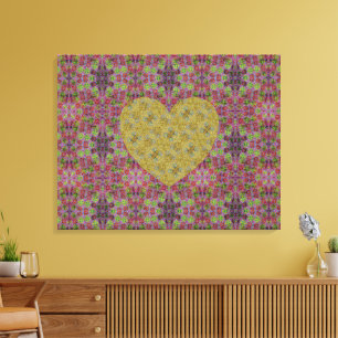 Honey Bee Trailing Roos Heart Encore Canvas Afdruk