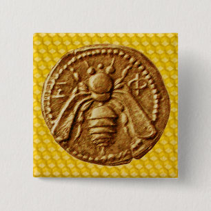 HONEY BEE VIERKANTE BUTTON 5,1 CM