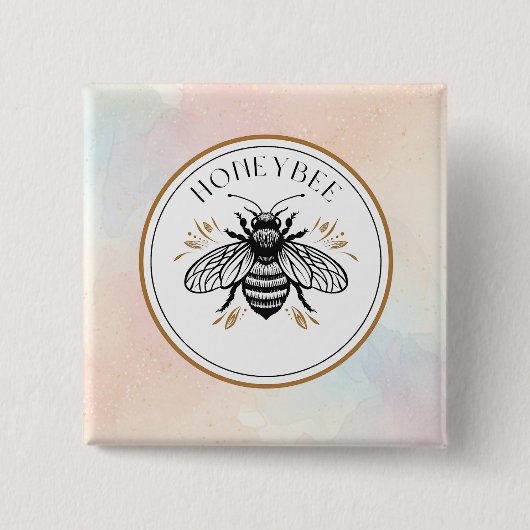 Honey Bee Vierkante Button 5,1 Cm (Voorkant)