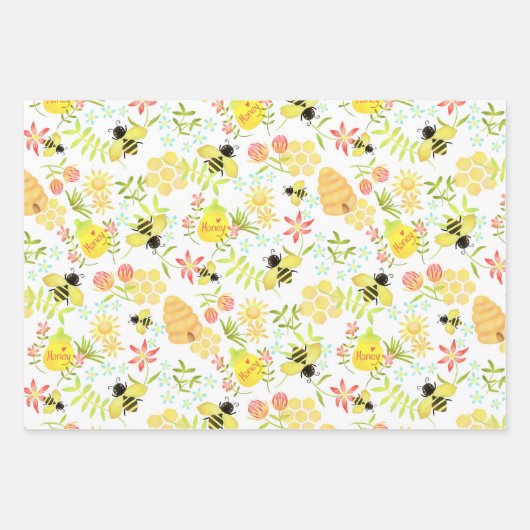 Honey Bee White Inpakpapier Vel (Voorkant 3)