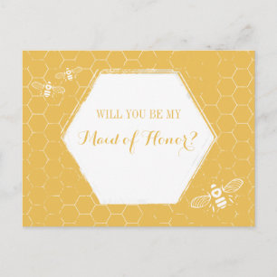 Honey Bee Yellow Custom Maid of Honing proposal Uitnodiging Briefkaart