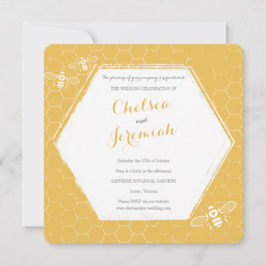 Honey Bee Yellow Custom Wedding Invitation (Devant)