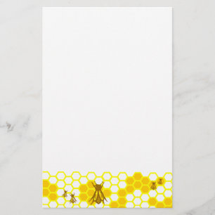 Honey Bee Yellow Honeycomb Ongevoerd briefpapier