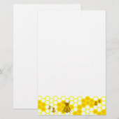 Honey Bee Yellow Honeycomb Ongevoerd briefpapier (Voorkant / Achterkant)