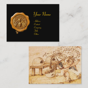 HONEY BEE YELLOW WAX SEAL/Cupid the Honey Thief Visitekaartje