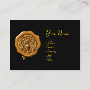 HONEY BEE YELLOW WAX SEAL/Cupid the Honey Thief Visitekaartje