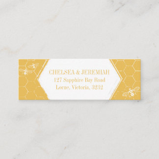 Honey Bee Yellow White Pattern Custom Address Card Mini Visitekaartje