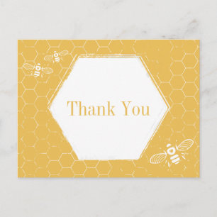 Honey Bee Yellow White Pattern Hartelijk dank Briefkaart