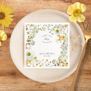 Honey Bee Yellow Wildflowers Zomer Baby shower Servet