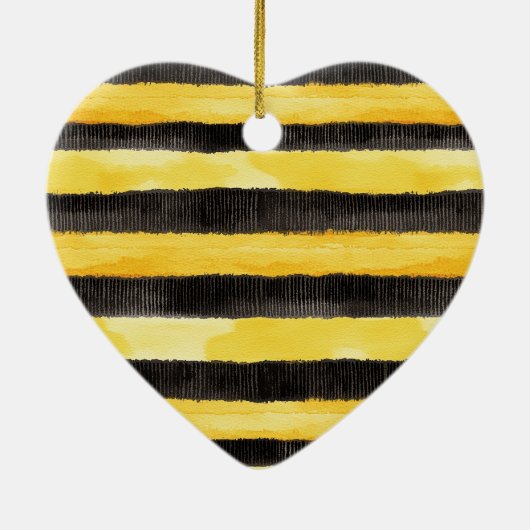 Honey Bee Zwart Goud Geel Kerstmis Keramisch Ornament (Achterkant)