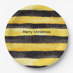 Honey Bee Zwart Goud Geel Kerstmis Papieren Bordje