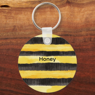 Honey Bee Zwart Goud Geel Kerstmis Sleutelhanger