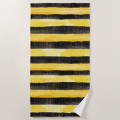 Honey Bee Zwart Goud Geel Kerstmis Strandlaken (Voorkant)