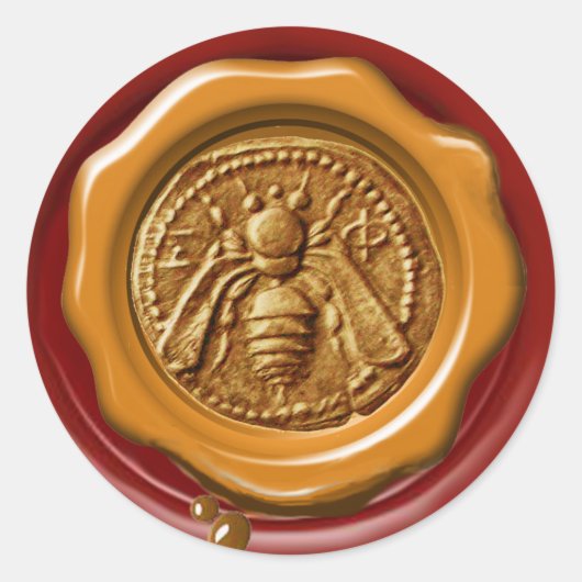 HONEY BEEKEEPER BEEKEEPER RODE BROWN WAX SEAL RONDE STICKER (Voorkant)