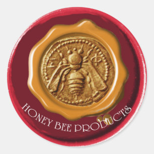 HONEY BEEKEEPER BEEKEEPER RODE BROWN WAX SEAL RONDE STICKER