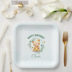 Honey Beer Schattige Greenery Boy Happy Birthday Papieren Bordje