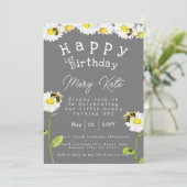 Honey Bees and Daisy 1er Anniversaire Invitation (Debout devant)